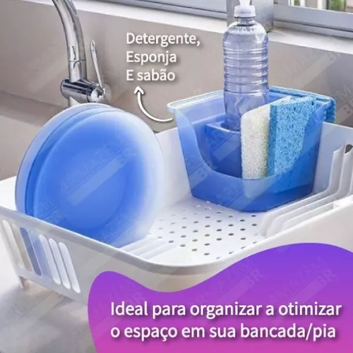 Organizador de cocina de 16x9 cm, contenedor para esponjas de fregadero  violeta.