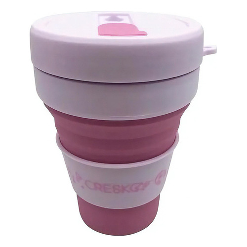Vaso De Silicona- Plegable- Flexible- Mug Tapa Botella Color rosa 2