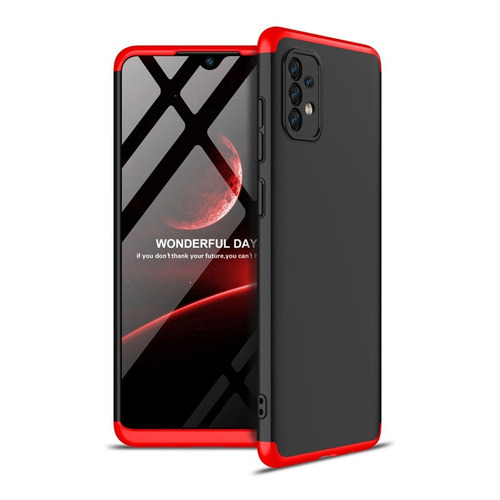 Carcasa Para Samsung A72 - 360° Marca Gkk + Hidrogel Color Negro con rojo