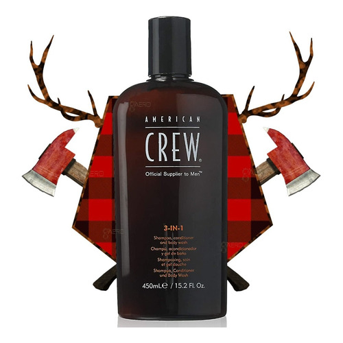 American Crew® Shampoo Acondicionador Y Gel 3 En 1 De 450ml 