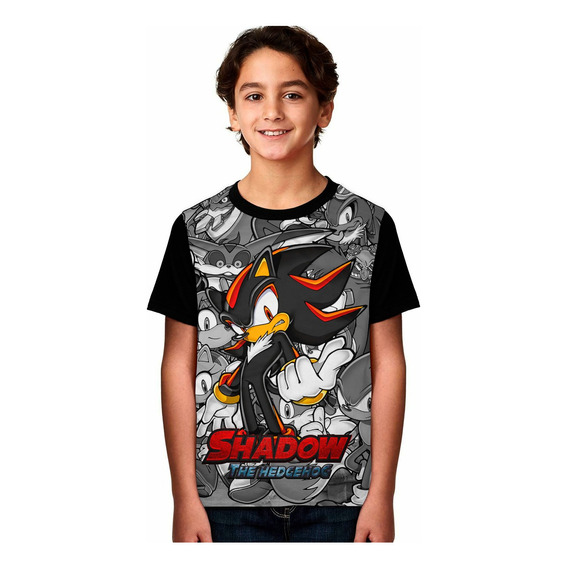 Camiseta Estampada Sonic Shadow En Algodón Niños Adultos