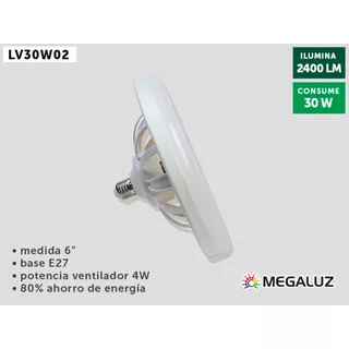 Ventilador/lampara De Techo Led Circular 30w 26cm Diametro Cantidad De Aspas 3 Color De La Estructura Blanco Diámetro 6   Material De Las Aspas Plástico