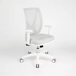 Silla De Oficina Alma White Con Brazos Regulables Rossi Color Gris Perla Material Del Tapizado Marathon