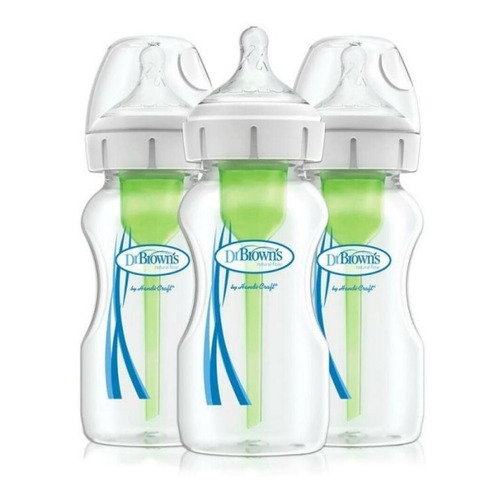 Pack 3 Mamaderas Boca Ancha Dr. Brown´s Options+ 270 Ml Color Transparente
