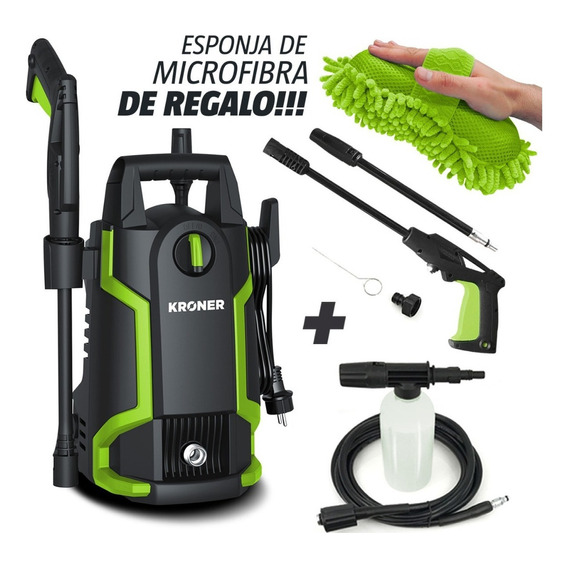 Hidrolavadora Alta Presión 1400w Super O F E R T A * Kroner Color Negro/Verde Frecuencia 50 Hz