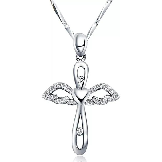 Collar Plata Ley 925 Dije Proteccion Amor Angel Mujer