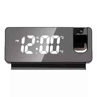 Despertador Led Espelho Mesa Digital Projetor De Teto Alarme Cor Preto Bivolt