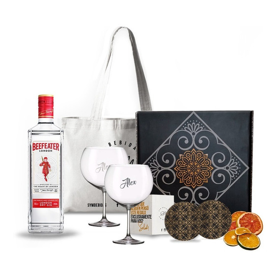 Kit Regalo Gin Beefeater London Dry + 2 Copas Transparentes