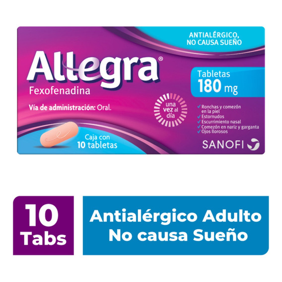Caja De Antialérgicos Allegra ® X10 Tabletas 180mg 
