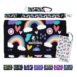 Decorably Cartera Para Ninos, Arcoiris Negro, Billetera Trip