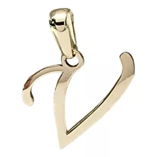 Dije Inicial Letra V Oro 14k Tamaño 2 Cm + Cadena De Regalo