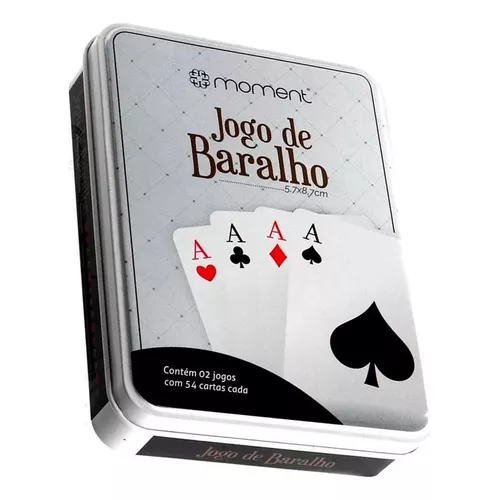 Jogo de baralho na lata 02 jogos de 54 cartas - QUERO PRESENTEAR