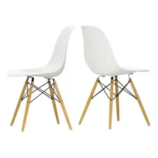 Sillas De Diseño Eames Plástico Pack X2 Comedor Baires4 Estructura De La Silla Patas De Madera Asiento Blanco Diseño De La Tela No Tiene Tela