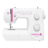 Máquina De Coser Recta Butterfly Jh5223a Portable Blanca Y Rosa