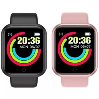 Relógio Smartwatch D20 Kit Casal Pro 54interface + Película Cor Da Caixa Rosa E Preto Cor Da Pulseira Rosa E Preto Cor Do Bisel Rosa E Preto