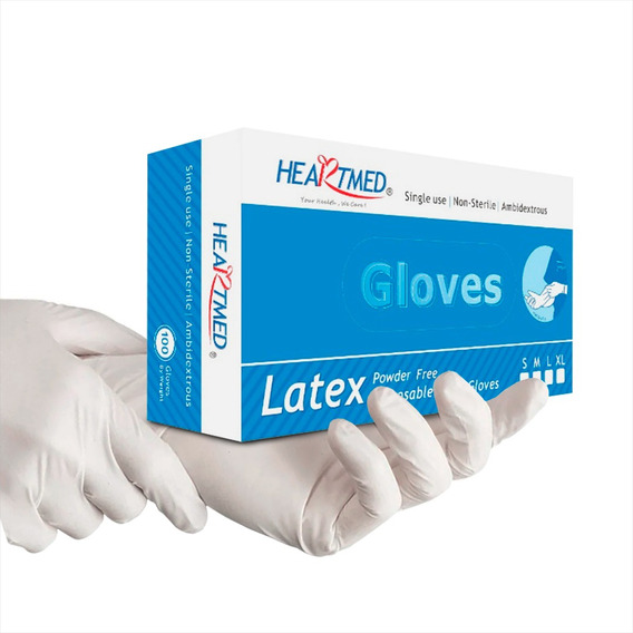 10 Cajas X100 Guantes Descartables Examinación Latex Atmat Color Blanco Talle M