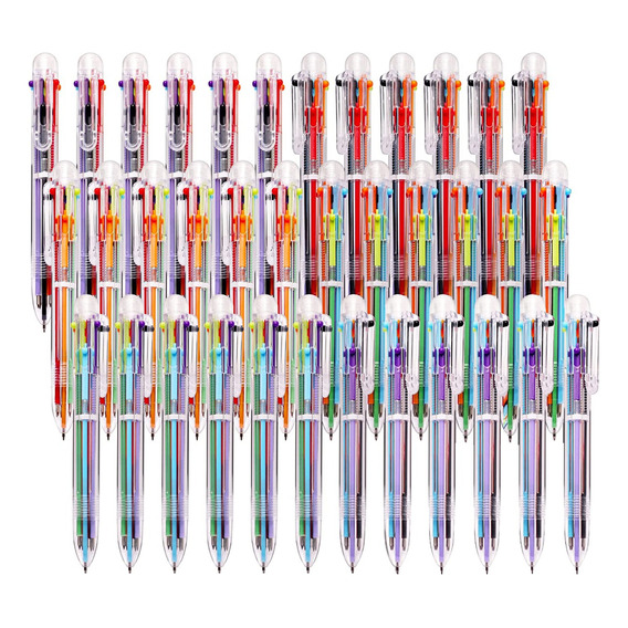 50 Bolígrafos Multicolor De Seis En Uno 0.5 Mm Para Niños