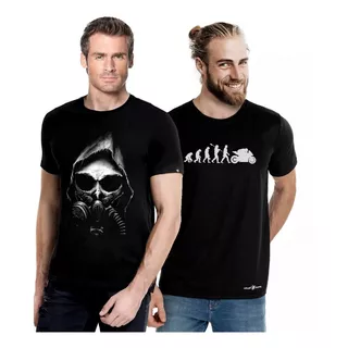 Kit 2 Camisetas Caveira De Barba Mascara Skull King Original