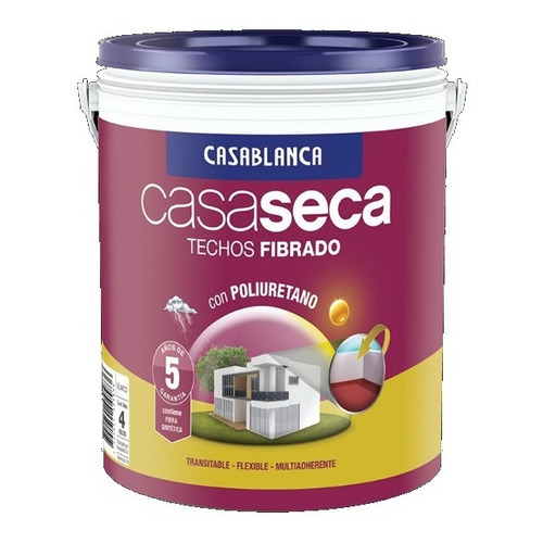 Impermeabilizante Techos Casaseca Fibrado 4 Kg Poliuretano Color Blanco