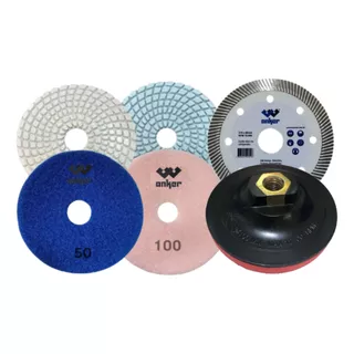 Kit Acabamento Porcelanato Lixa 50 E 100 1 Suporte 1 Disco