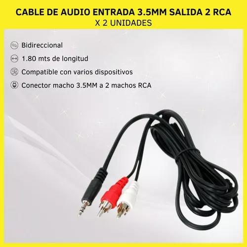 Cable Y de Sonido Audio de 3.5MM a RCA 1.8 M