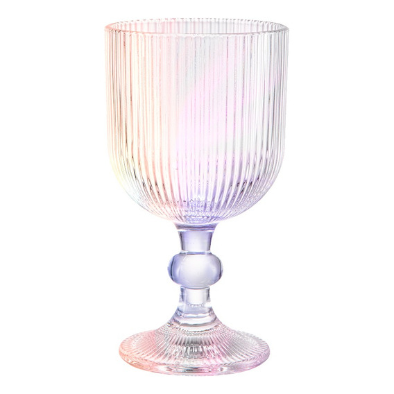 Juego 6 Copas Cristal Color Labrado Para Vino Tinto 260ml Color Tornasol