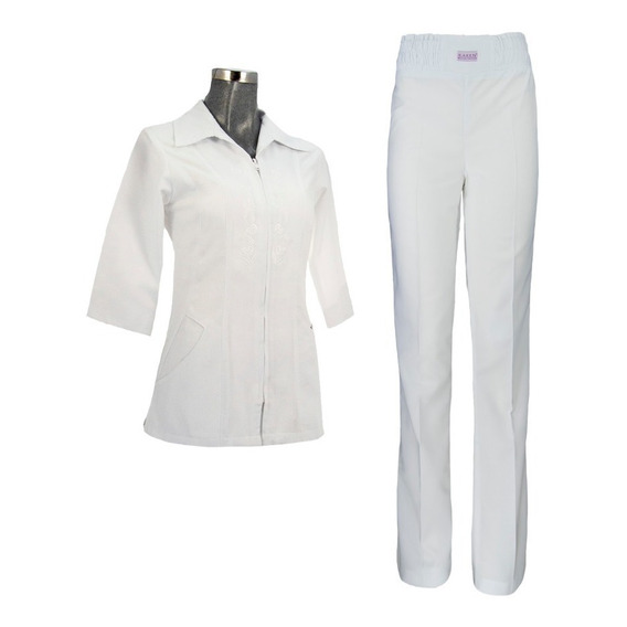 Uniforme De Enfermería Filipina Y Pantalón Blanco Para Dama