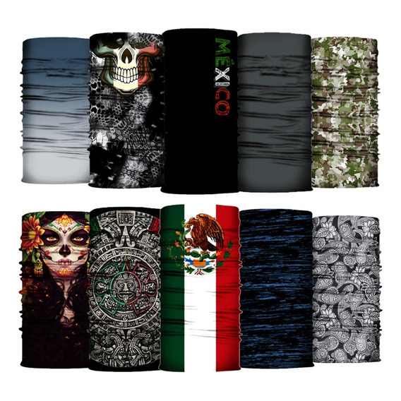 10 Pack Full - Bandana, Bufanda, Mascara Moto, Ciclismo, Sol