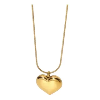 Collar Cadena Corazón Bañada En Oro 18k