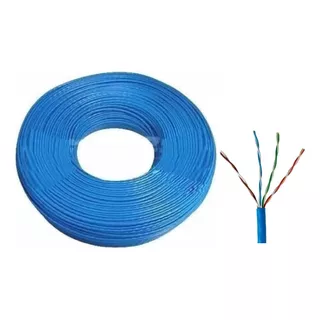 Cabo De Rede Internet Rolo 100 Metros Azul Cat6 Cftv 4 Pares