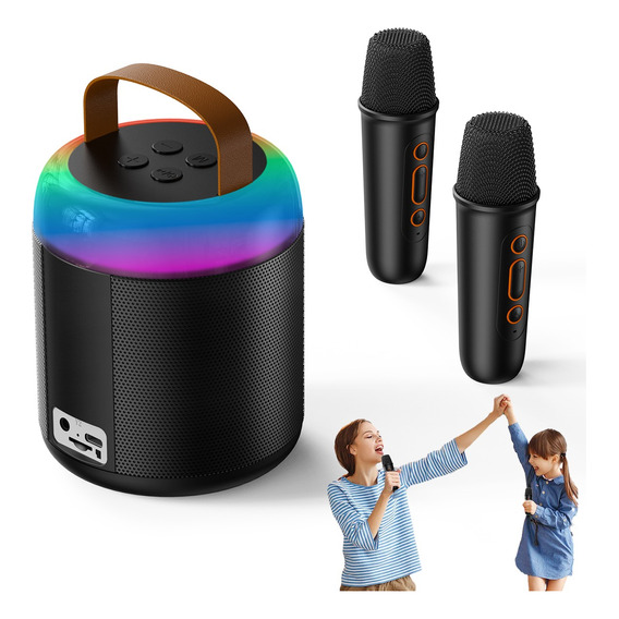 Bocina Portátil Karaoke Bluetooth Inalámbrico Con 2micrófono