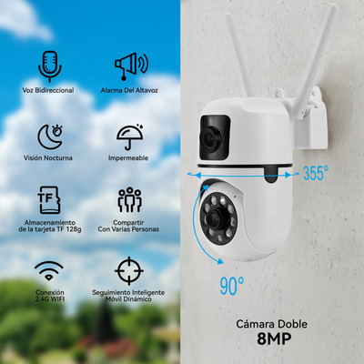 Cámara De Seguridad Exterior Wifi Hd Con Alarma Led 8mp