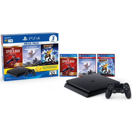 Playstation 4 Megapack 15 Ps4 3 Juegos + Joystick Color Negro