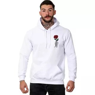 Blusa De Frio Masculina Moletom Casaco Canguru Capuz Flor