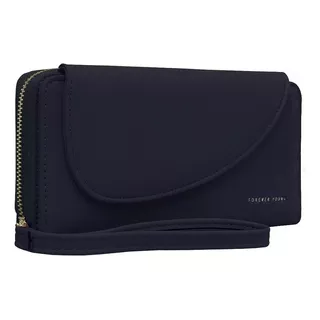 Elegante Cartera Grande Para Mujer Ola Forever Young Sqbags Color Azul Oscuro