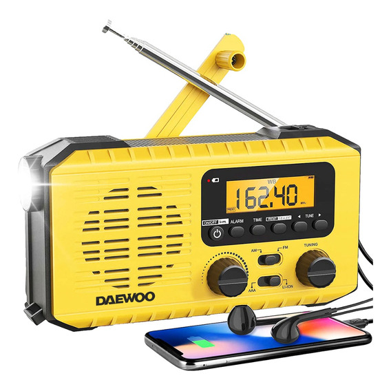 Radio Amfm Dos Bandas Con Linterna Led Daewoo Di-700r Color Amarillo