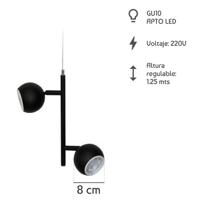 Colgante 2 Luces Venus Suspension Diseño Apto Gu10 Cie