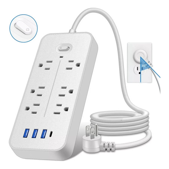 Regleta Cargador Multicontactos Con 6 Salidas 3 Usb 1 Tipo C