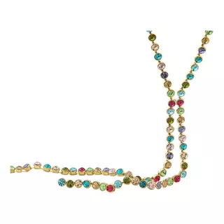 Collar Largo Joyeria Mujer Dama Cristal Austriaco Multicolor
