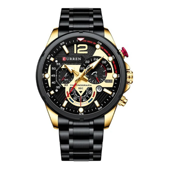 Reloj Curren 8395 Cronógrafo De Acero Inoxidable Black-gold