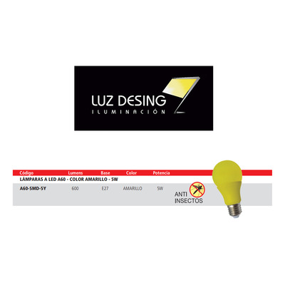Foco Led Tbcin A60-smd-5y E27 5w Amarillo Anti Insectos