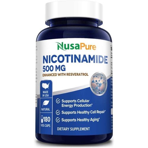 Nicotinamida Con Resveratrol 500 Mg - 180 Cápsulas Sabor Sin sabor