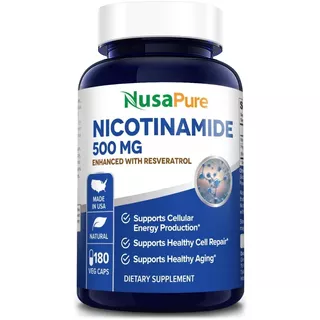 Nicotinamida Con Resveratrol 500 Mg - 180 Cápsulas Sabor Sin Sabor