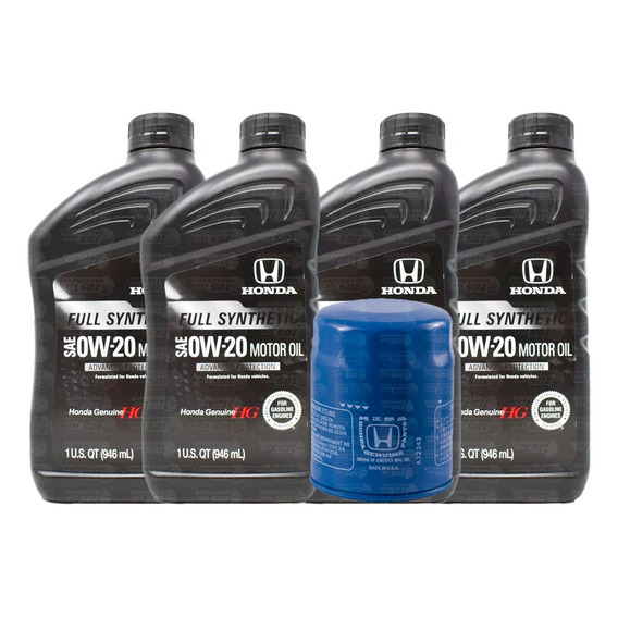 Pack 4 Aceites 0w20 Honda Original Full Synthetic Con Filtro