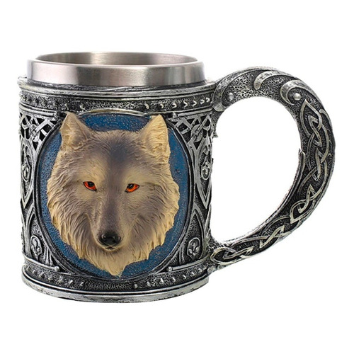 Taza Lobo Stark Game Of Thrones Tazon Mug Color Plata Azul