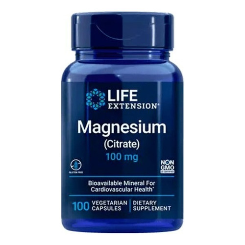 Life Extension Magnesio (citrato) 100 Mg, 100 Vegcaps Sfn Sabor Sin sabor