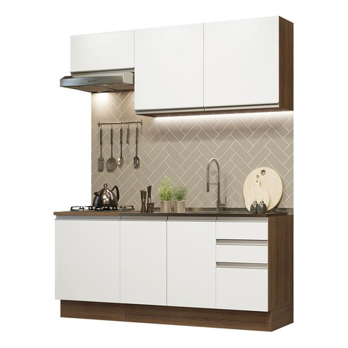 Cocina Integral Madesa Glamy Con Mesón De Acero - 180 Cm Color Blanco