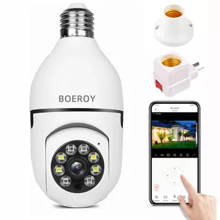 Cámara De Seguridad De 360° 1080p Wifi Hd E27 Con Alarma Boeroy Dpb10  Con Resolución De 2mp Visión Nocturna Incluida Blanca