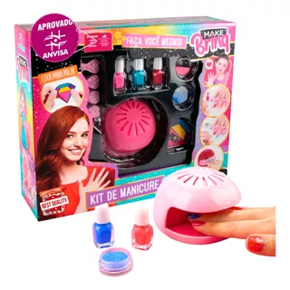 Kit Esmalte Manicure Infantil Com Adesivos Unha E Acessórios