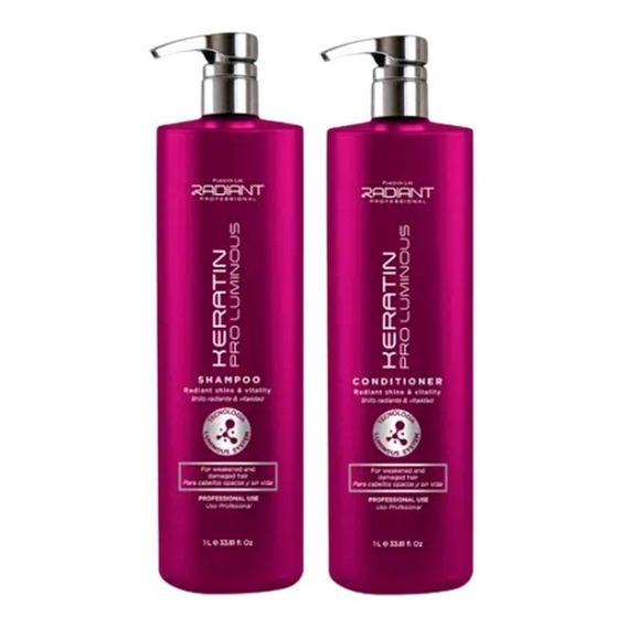 Radiant Shampoo + Acondicionador Keratin Sin Sal 1000ml C/u